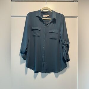 Green Button Down Blouse